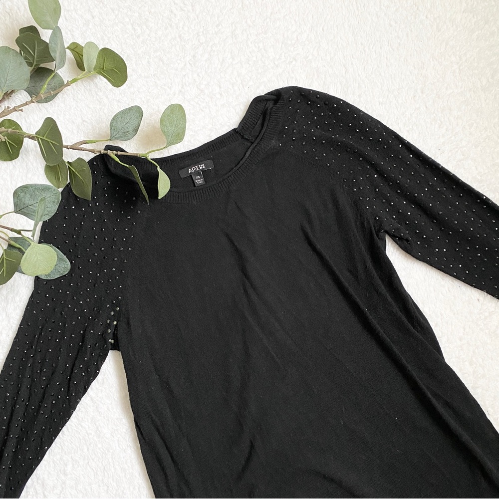 Apt 9 | black 3/4 sleeve sweater with sequin detail
